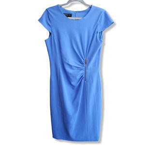 Jones New York Blue Vertical Zippered Ruching Waist	Dress Size 8